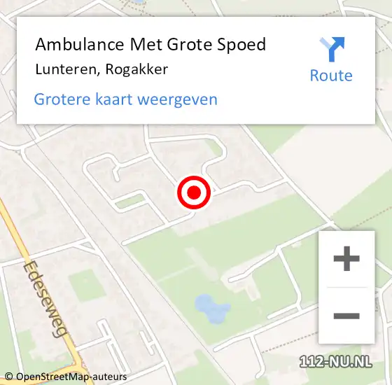 Locatie op kaart van de 112 melding: Ambulance Met Grote Spoed Naar Lunteren, Rogakker op 18 november 2017 09:02