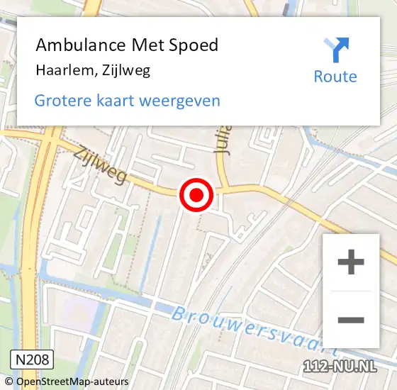 Locatie op kaart van de 112 melding: Ambulance Met Spoed Naar Haarlem, Zijlweg op 18 november 2017 09:34