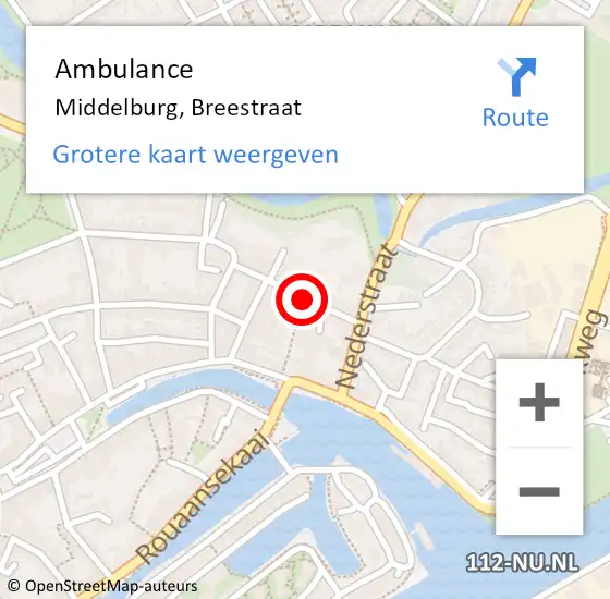 Locatie op kaart van de 112 melding: Ambulance Middelburg, Breestraat op 18 november 2017 10:26