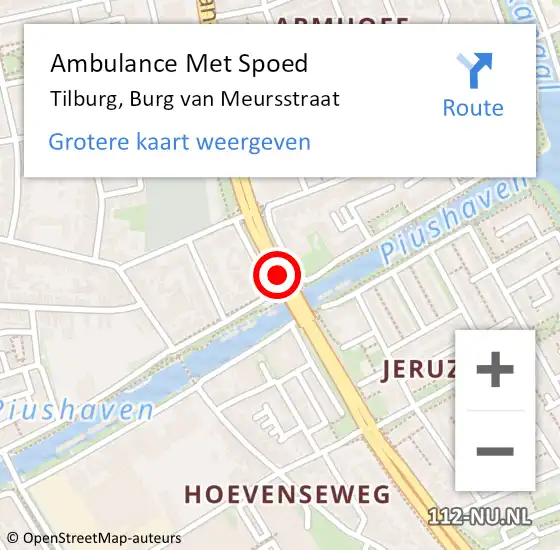 Locatie op kaart van de 112 melding: Ambulance Met Spoed Naar Tilburg, Tilburg op 18 november 2017 10:57