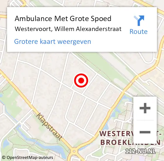 Locatie op kaart van de 112 melding: Ambulance Met Grote Spoed Naar Westervoort, Willem Alexanderstraat op 18 november 2017 11:19