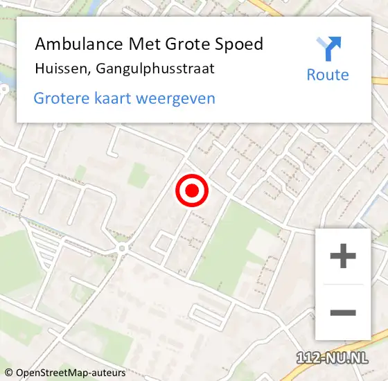 Locatie op kaart van de 112 melding: Ambulance Met Grote Spoed Naar Huissen, Gangulphusstraat op 18 november 2017 12:58