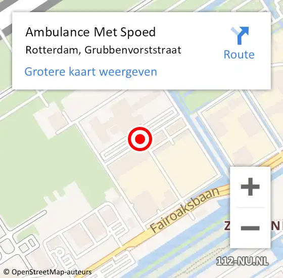 Locatie op kaart van de 112 melding: Ambulance Met Spoed Naar Rotterdam, Grubbenvorststraat op 18 november 2017 13:36