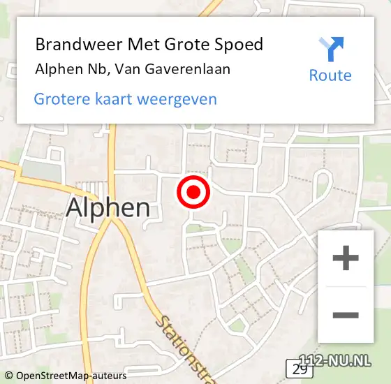 Locatie op kaart van de 112 melding: Brandweer Met Grote Spoed Naar Alphen Nb, Van Gaverenlaan op 18 november 2017 14:42