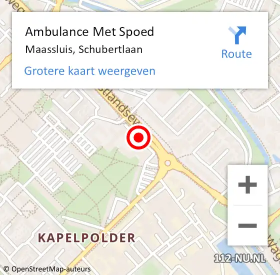 Locatie op kaart van de 112 melding: Ambulance Met Spoed Naar Maassluis, Schubertlaan op 18 november 2017 15:10