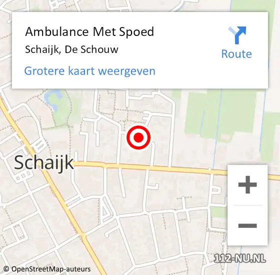 Locatie op kaart van de 112 melding: Ambulance Met Spoed Naar Schaijk, De Schouw op 18 november 2017 18:10
