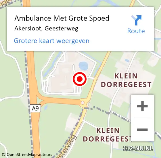Locatie op kaart van de 112 melding: Ambulance Met Grote Spoed Naar Akersloot, Geesterweg op 18 november 2017 19:11