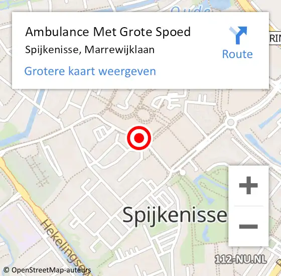 Locatie op kaart van de 112 melding: Ambulance Met Grote Spoed Naar Spijkenisse, Marrewijklaan op 19 november 2017 01:17