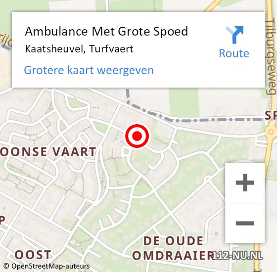 Locatie op kaart van de 112 melding: Ambulance Met Grote Spoed Naar Kaatsheuvel, Turfvaert op 19 november 2017 03:39
