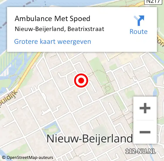 Locatie op kaart van de 112 melding: Ambulance Met Spoed Naar Nieuw-Beijerland, Beatrixstraat op 19 november 2017 06:55