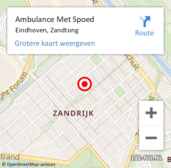 Locatie op kaart van de 112 melding: Ambulance Met Spoed Naar Eindhoven, Zandtong op 19 november 2017 08:01