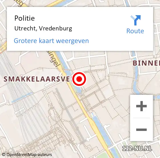 Locatie op kaart van de 112 melding: Politie Utrecht, Vredenburg op 19 november 2017 10:27