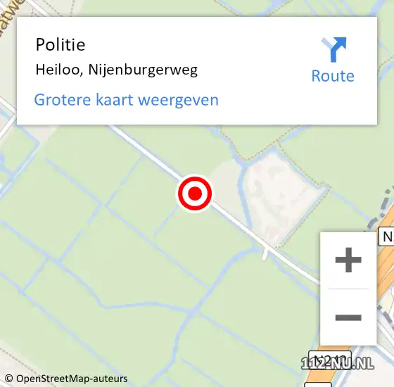 Locatie op kaart van de 112 melding: Politie Heiloo, Nijenburgerweg op 19 november 2017 10:44