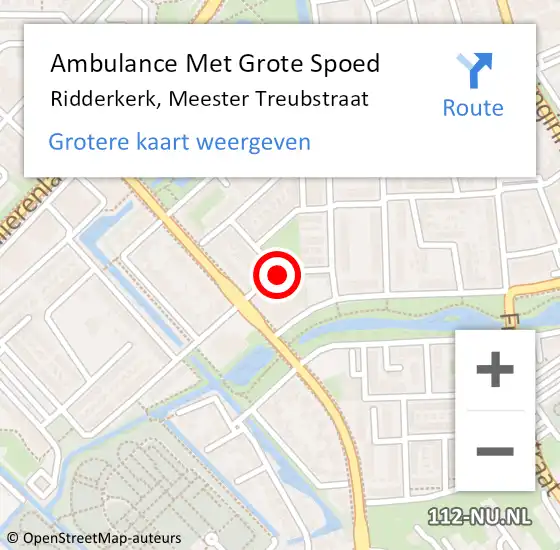 Locatie op kaart van de 112 melding: Ambulance Met Grote Spoed Naar Ridderkerk, Meester Treubstraat op 19 november 2017 13:13