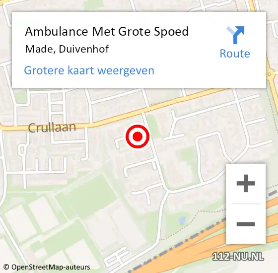 Locatie op kaart van de 112 melding: Ambulance Met Grote Spoed Naar Made, Duivenhof op 19 november 2017 17:17