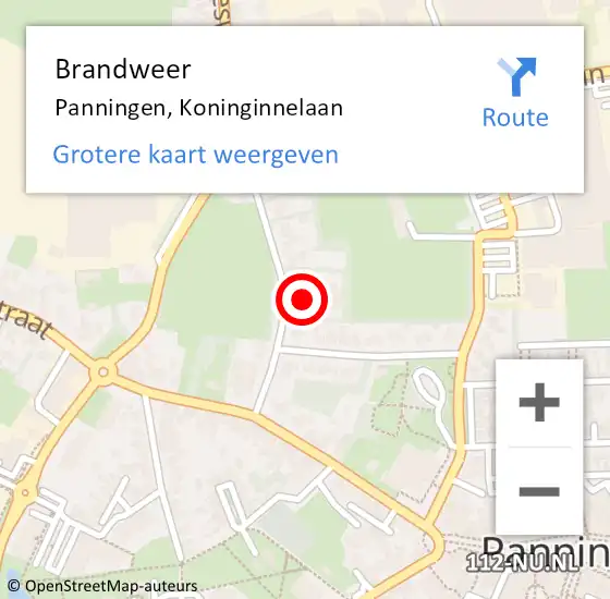 Locatie op kaart van de 112 melding: Brandweer Panningen, Koninginnelaan op 19 november 2017 17:35