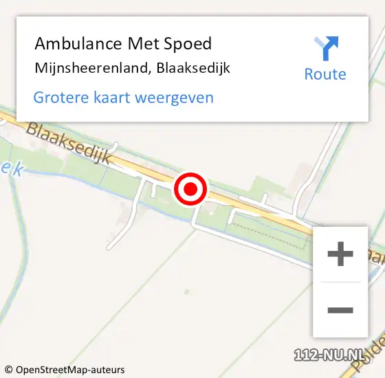 Locatie op kaart van de 112 melding: Ambulance Met Spoed Naar Mijnsheerenland, Blaaksedijk op 19 november 2017 20:47