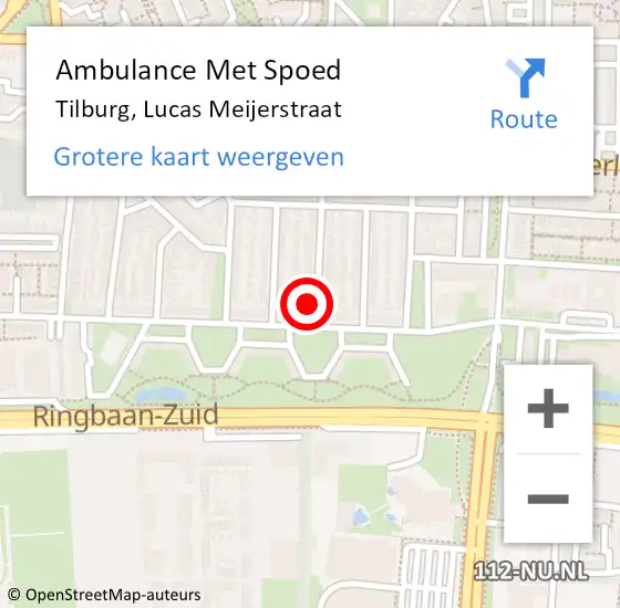 Locatie op kaart van de 112 melding: Ambulance Met Spoed Naar Tilburg, Lucas Meijerstraat op 20 november 2017 00:43