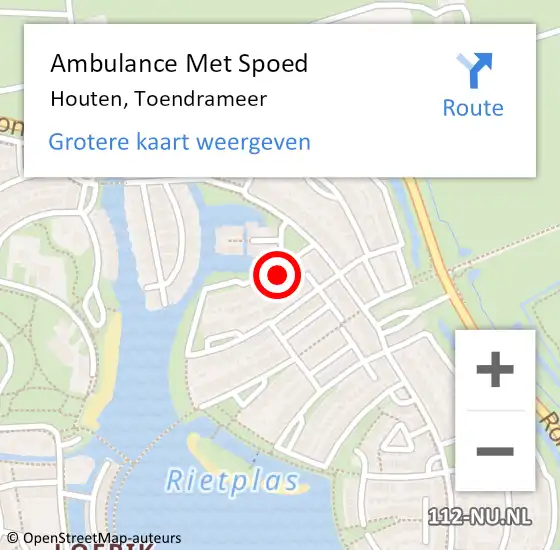 Locatie op kaart van de 112 melding: Ambulance Met Spoed Naar Houten, Toendrameer op 20 november 2017 02:15