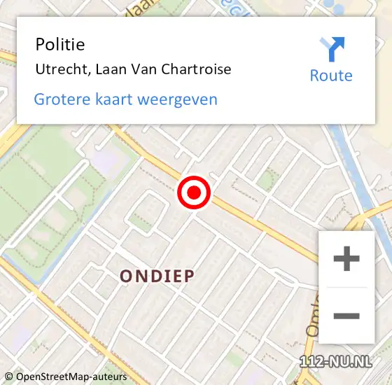 Locatie op kaart van de 112 melding: Politie Utrecht, Laan Van Chartroise op 20 november 2017 09:11