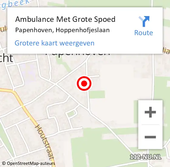 Locatie op kaart van de 112 melding: Ambulance Met Grote Spoed Naar Papenhoven, Hoppenhofjeslaan op 7 september 2013 03:32