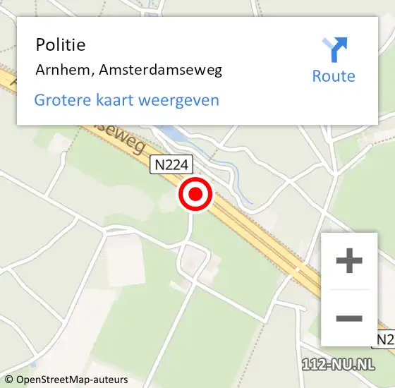 Locatie op kaart van de 112 melding: Politie Arnhem, Amsterdamseweg op 20 november 2017 12:12