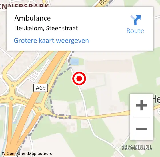 Locatie op kaart van de 112 melding: Ambulance Heukelom, Steenstraat op 20 november 2017 14:36