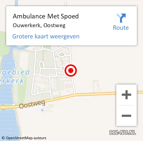 Locatie op kaart van de 112 melding: Ambulance Met Spoed Naar Ouwerkerk, Oostweg op 20 november 2017 18:03