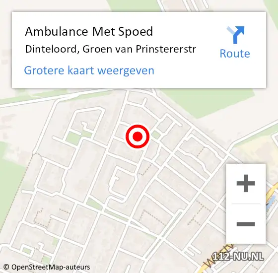 Locatie op kaart van de 112 melding: Ambulance Met Spoed Naar Dinteloord, Groen van Prinstererstr op 20 november 2017 18:33