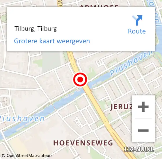 Locatie op kaart van de 112 melding:  Tilburg, Tilburg op 20 november 2017 20:31