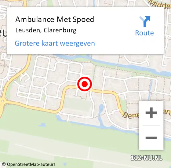 Locatie op kaart van de 112 melding: Ambulance Met Spoed Naar Leusden, Clarenburg op 20 november 2017 20:44