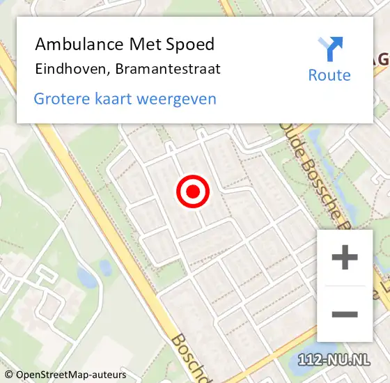 Locatie op kaart van de 112 melding: Ambulance Met Spoed Naar Eindhoven, Bramantestraat op 20 november 2017 21:01