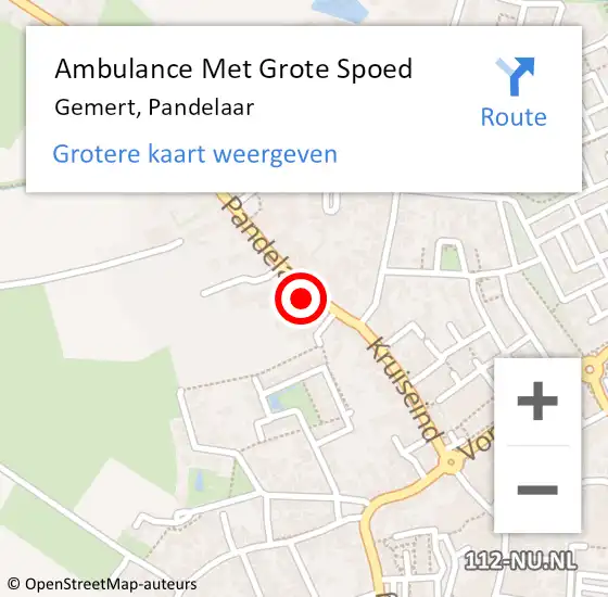 Locatie op kaart van de 112 melding: Ambulance Met Grote Spoed Naar Gemert, Pandelaar op 20 november 2017 21:04