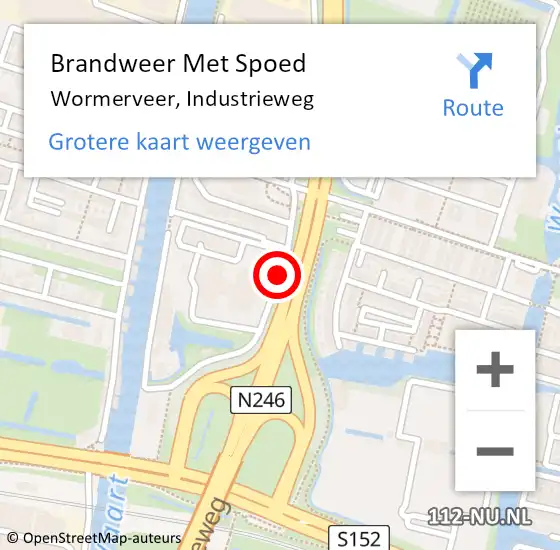 Locatie op kaart van de 112 melding: Brandweer Met Spoed Naar Wormerveer, Industrieweg op 20 november 2017 22:02