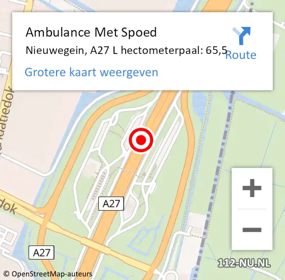Locatie op kaart van de 112 melding: Ambulance Met Spoed Naar Nieuwegein, A27 L hectometerpaal: 65,5 op 20 november 2017 22:27