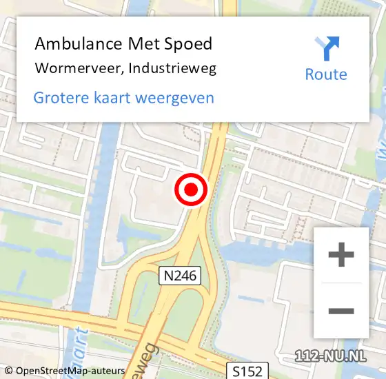 Locatie op kaart van de 112 melding: Ambulance Met Spoed Naar Wormerveer, Industrieweg op 20 november 2017 23:36
