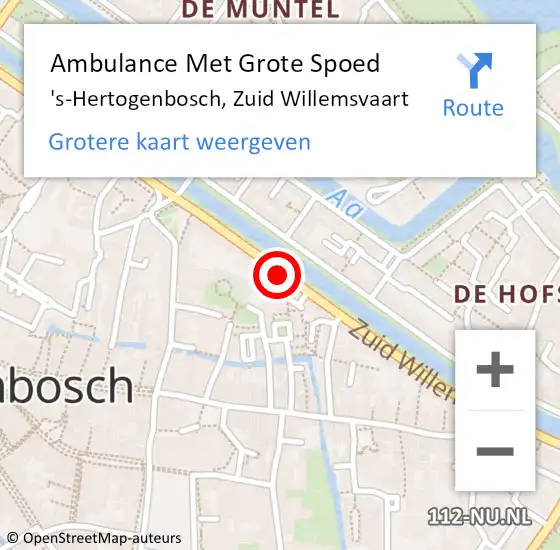 Locatie op kaart van de 112 melding: Ambulance Met Grote Spoed Naar 's-Hertogenbosch, Zuid Willemsvaart op 21 november 2017 06:50