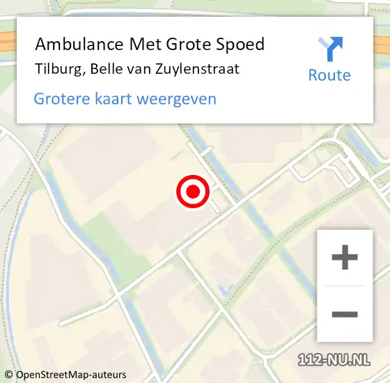 Locatie op kaart van de 112 melding: Ambulance Met Grote Spoed Naar Tilburg, Belle van Zuylenstraat op 21 november 2017 07:45