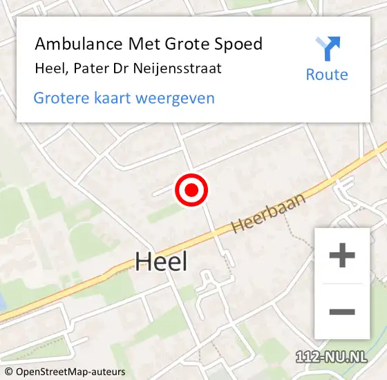 Locatie op kaart van de 112 melding: Ambulance Met Grote Spoed Naar Heel, Pater Dr Neijensstraat op 7 februari 2014 14:14