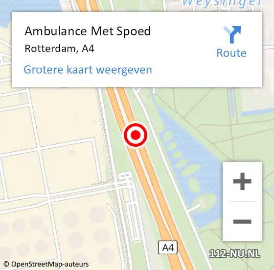 Locatie op kaart van de 112 melding: Ambulance Met Spoed Naar Rotterdam, A4 op 21 november 2017 08:56