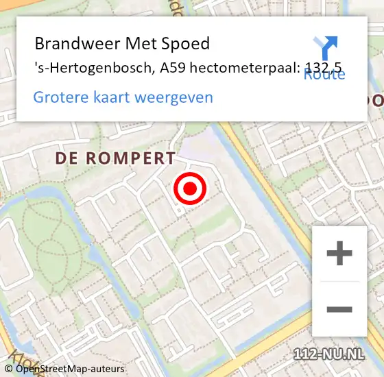 Locatie op kaart van de 112 melding: Brandweer Met Spoed Naar 's-Hertogenbosch, A59 hectometerpaal: 132,5 op 21 november 2017 09:14