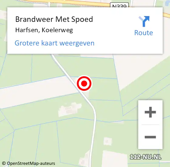 Locatie op kaart van de 112 melding: Brandweer Met Spoed Naar Harfsen, Koelerweg op 21 november 2017 10:53