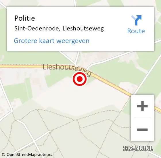 Locatie op kaart van de 112 melding: Politie Sint Oedenrode, Lieshoutseweg op 21 november 2017 13:13