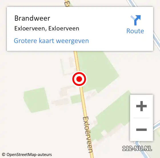Locatie op kaart van de 112 melding: Brandweer Exloerveen, Exloerveen op 21 november 2017 16:12