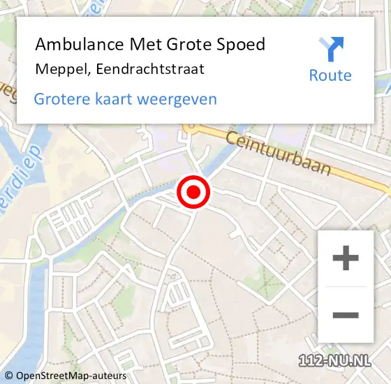 Locatie op kaart van de 112 melding: Ambulance Met Grote Spoed Naar Meppel, Eendrachtstraat op 21 november 2017 16:41