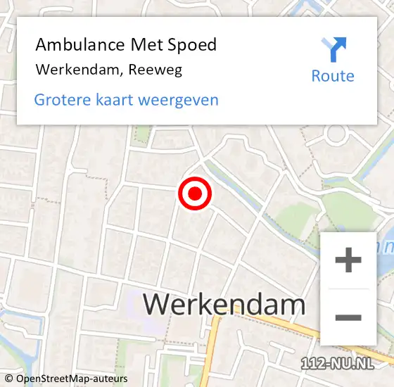 Locatie op kaart van de 112 melding: Ambulance Met Spoed Naar Werkendam, Reeweg op 21 november 2017 17:49