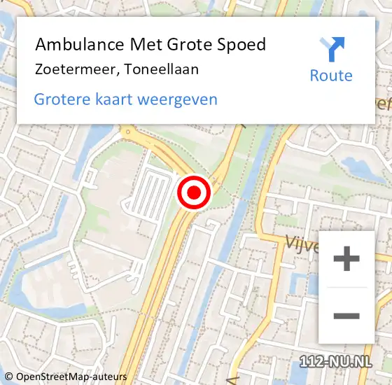 Locatie op kaart van de 112 melding: Ambulance Met Grote Spoed Naar Zoetermeer, Toneellaan op 21 november 2017 18:37