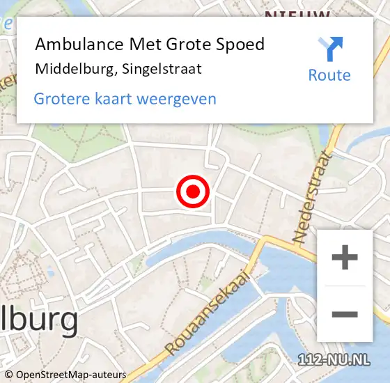 Locatie op kaart van de 112 melding: Ambulance Met Grote Spoed Naar Middelburg, Singelstraat op 21 november 2017 20:26