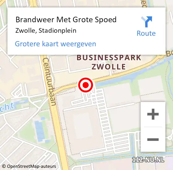 Locatie op kaart van de 112 melding: Brandweer Met Grote Spoed Naar Zwolle, Stadionplein op 21 november 2017 21:24