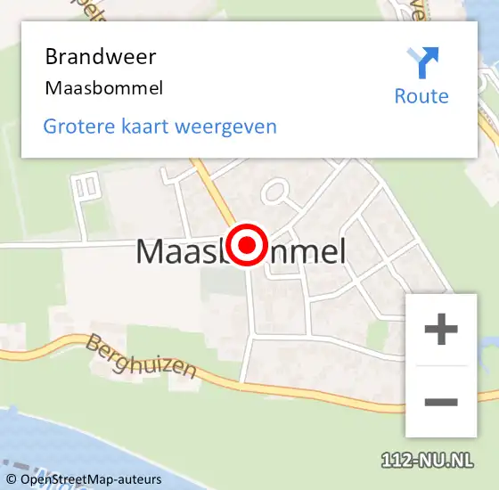 Locatie op kaart van de 112 melding: Brandweer Maasbommel op 21 november 2017 21:35